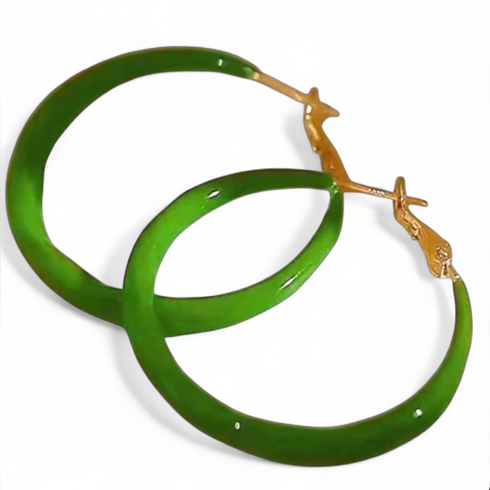 Vibrant Green Hoop Earrings